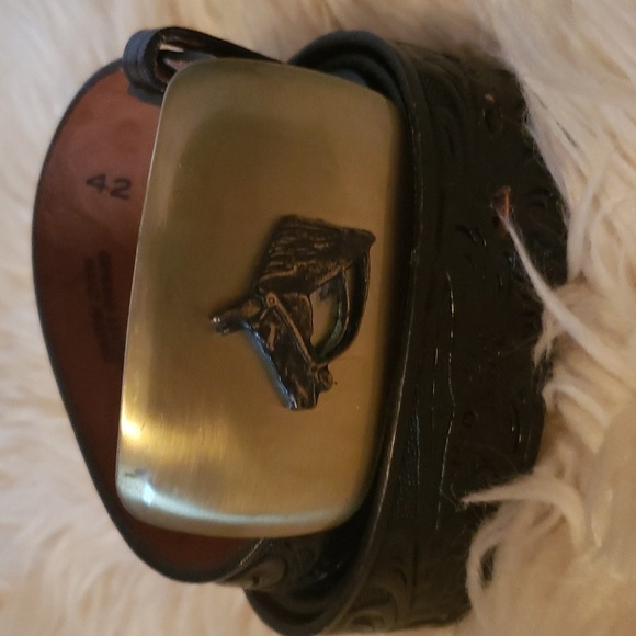 The western shop banff by chamber phoenix black leather hand finished 42 belt - Picture 1 of 8